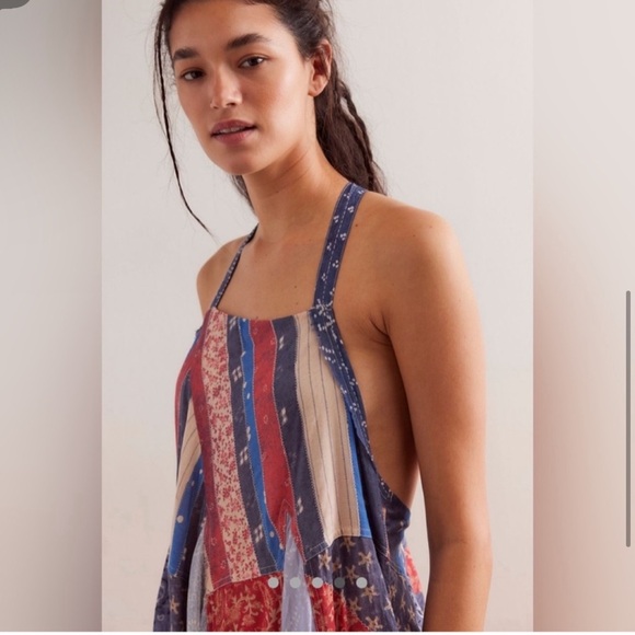 Free People Backless Patchwork Maxi Dress - Blue and Red - Picture 3 of 5
